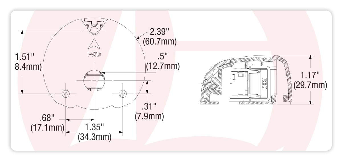 Luz de proa bicolor cromada con leds